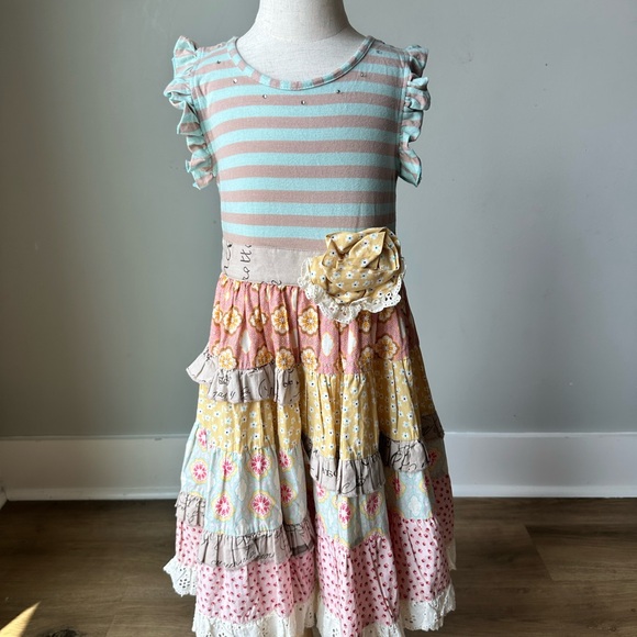 MUSTARD PIE Striped Multicolor Kids Dress SIZE 4T made in India - Picture 2 of 14